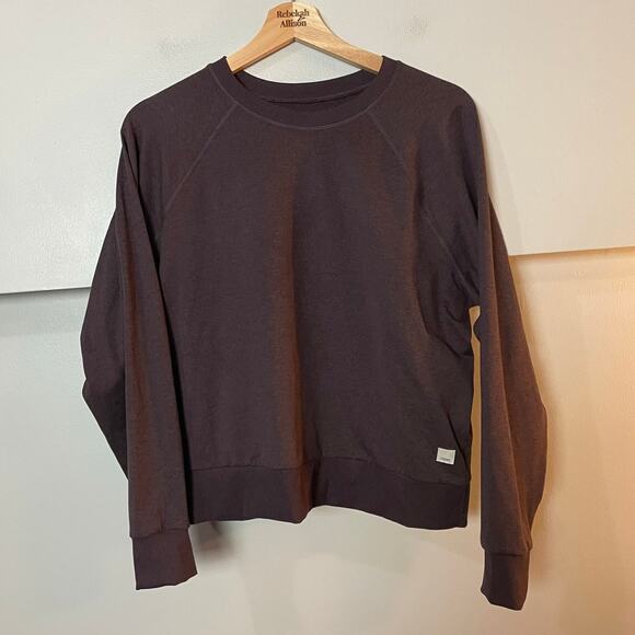 Vuori Halo Crew Brown Women's LARGE DreamKnit Pullover Sangria Heather EUC - Picture 13 of 15